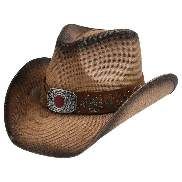 Lariat Straw Cowboy Hat - Size 7 3/8