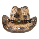 Chapeau de Cowboy en Paille Vintage pour Femme