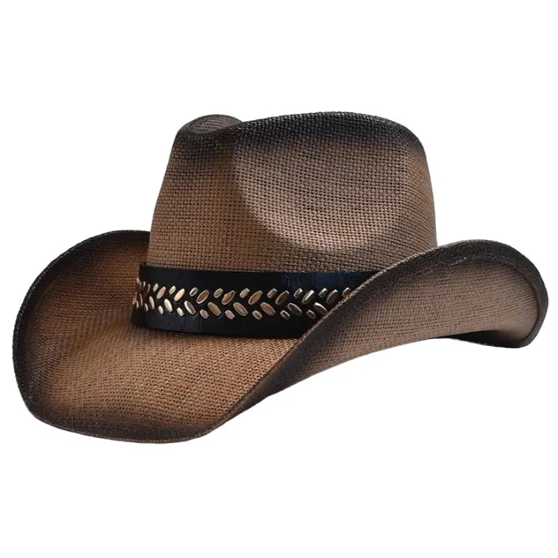 Chapeau Country Western En Paille - Marron/beige - Marque La Joya Du Mexique - Neuf Avec étiquettes