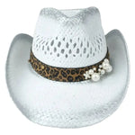 Chapeau Western en Paille Blanche pour Femme