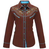 Chemise Américaine Western Marron pour Femme