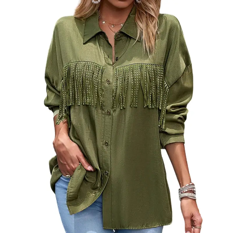 Chemise Cowgirl Franges Cumberland Outfitters – Rose – Vintage Taille L – Neuve Avec étiquette