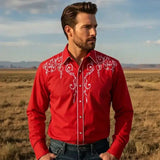 Chemise Country Rouge avec Broderies