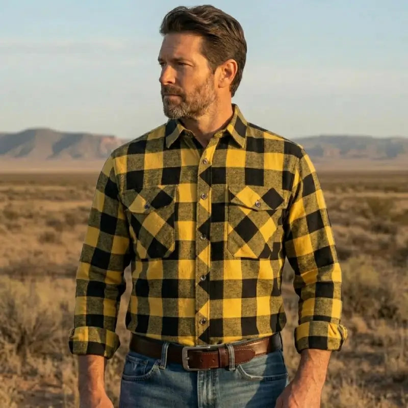 Chemise western à carreaux vintage à pression : détails en lurex argenté, XL - France