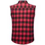 Chemise Cowboy Rouge sans Manches pour Homme