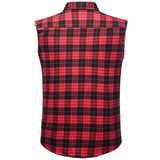 Chemise Cowboy Rouge sans Manches pour Homme