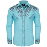 Chemise Style Cowboy Turquoise pour Homme
