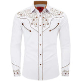 Chemise Style Western Blanche pour Homme