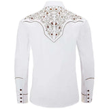 Chemise Style Western Blanche avec Broderies Florales