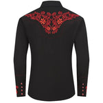 Chemise Type Western Noire et Rouge