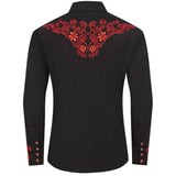 Chemise Type Western Noire et Rouge