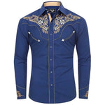 Chemise boutonnée à manches longues bleu clair vintage, perle de l Chemise boutonnée à manches longues bleu clair vintage, perle de l