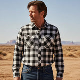 Chemise Western Blanche a Carreaux pour Homme