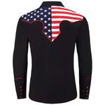 Chemise Western Noire avec le Drapeau US