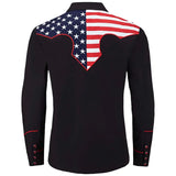 Chemise Western Noire avec le Drapeau US