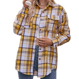 Chemise Western Jaune et Blanche à Carreaux pour Femme