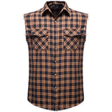 Chemise Western Marron sans Manches pour Homme