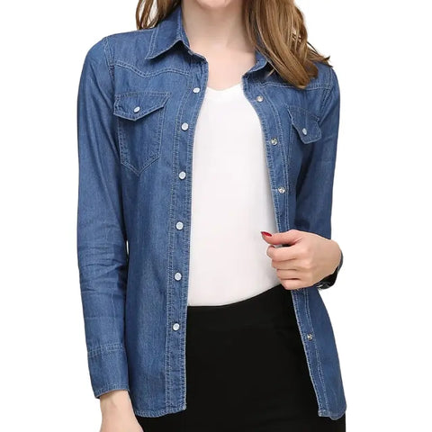 Chemise Western en Jean pour Femme Le - Main Image