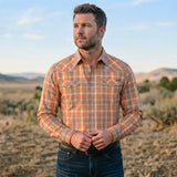 Chemise Western Orange à Carreaux