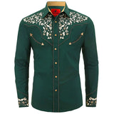 Chemise Western Verte avec Broderies Florales