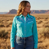 Chemisier Cowgirl Turquoise pour Femme