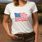 Tee Shirt Drapeau USA Femme
