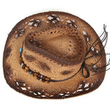 Chapeau de Cowboy en Paille Vintage pour Femme