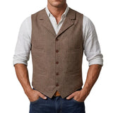 Gilet Style Country pour Homme en Laine Marron