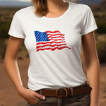 Tee Shirt Drapeau USA Femme