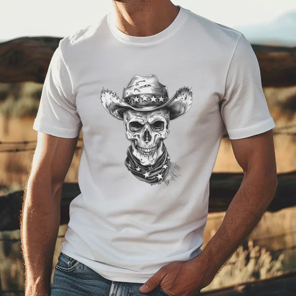 T-shirt Homme Graphique Skull Cowboy Avec Pistols & Wings - Taille S à 4XL - Modèle 10043