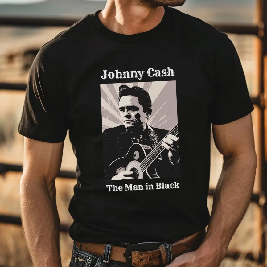 T-Shirt Johnny Cash 'Walk The Line' Officiel – Unisexe Coton Doux Noir – Hommage Au Légendaire Homme En Noir