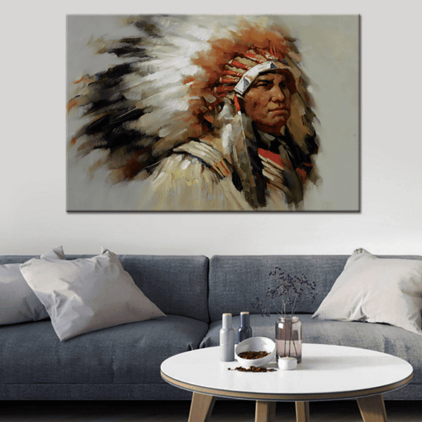 Tableau Toile Indien Far West – Dimensions 50x70 Cm – Décoration Western Vintage