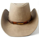 Chapeau de Cowboy Femme en Cuir Beige