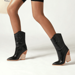 Bottes Cowboy Noires pour Femme en Cuir Vegan