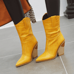 Bottes Western Femme Jaunes façon Croco