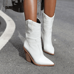 Bottes Western Femme Blanches Croco