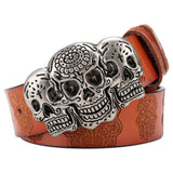 Ceinture et Boucle Western Mexicaine Tête de Mort