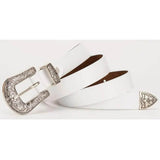 Ceinture Western Blanche en Cuir