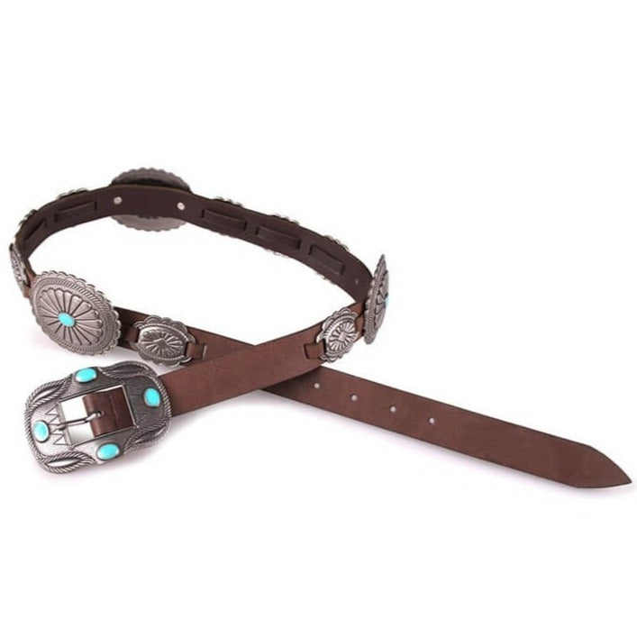 Superbe serre-cou The Kooples en cuir très western pour femme avec boucle argent et turquoise - Montres & Bijoux