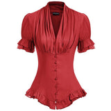 Chemisier Rouge Style Western pour Femme