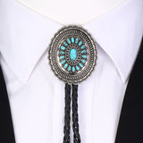 Cravate Bolo Western Ovale avec Turquoise