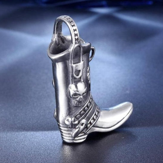 Embouts De Col Western Argentés - Motif Bottes De Cowboy - Unisexe